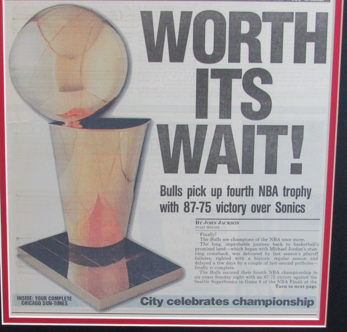 Chicago Bulls 1996 4Th Championship Chicago Sun
