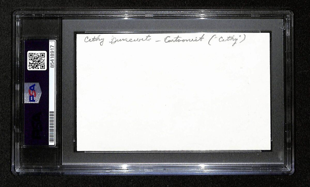Cathy Guisewite Signed/Inscribed Index Card