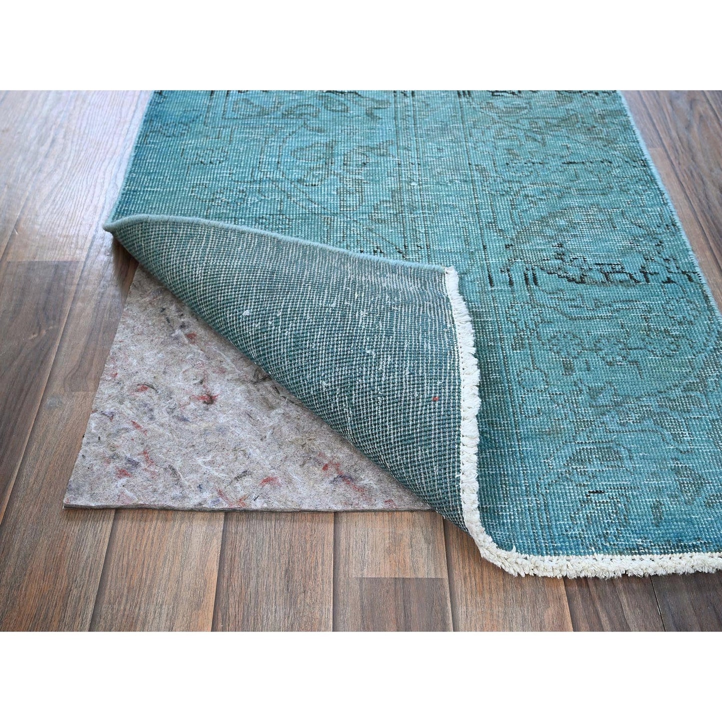2'3"X6'2" Blue Overdyed Vintage Zoroastrian Hand Knotted Wool Runner Rug