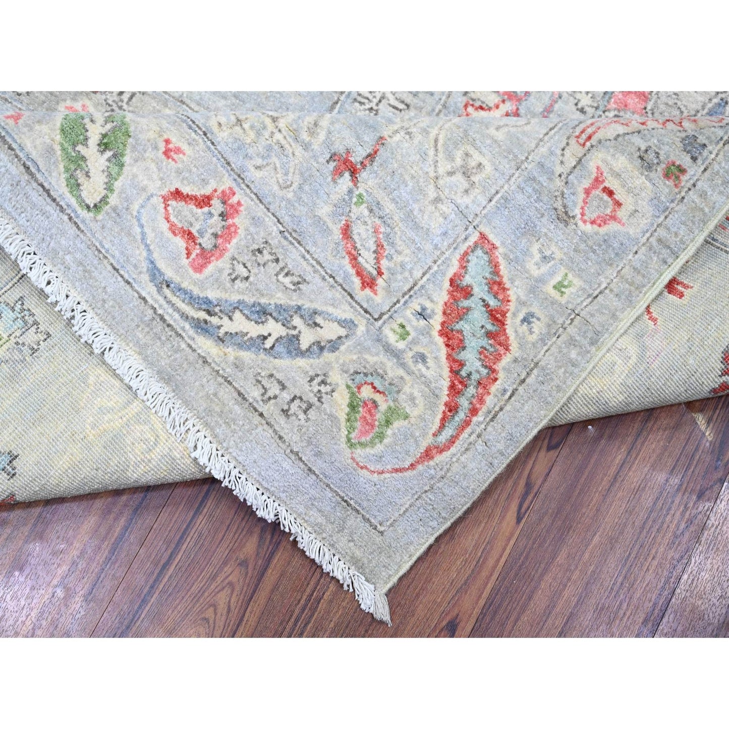 8'1"X9'3" Tan Color Finer Peshawar Pure Wool Hand Knotted Oriental Rug