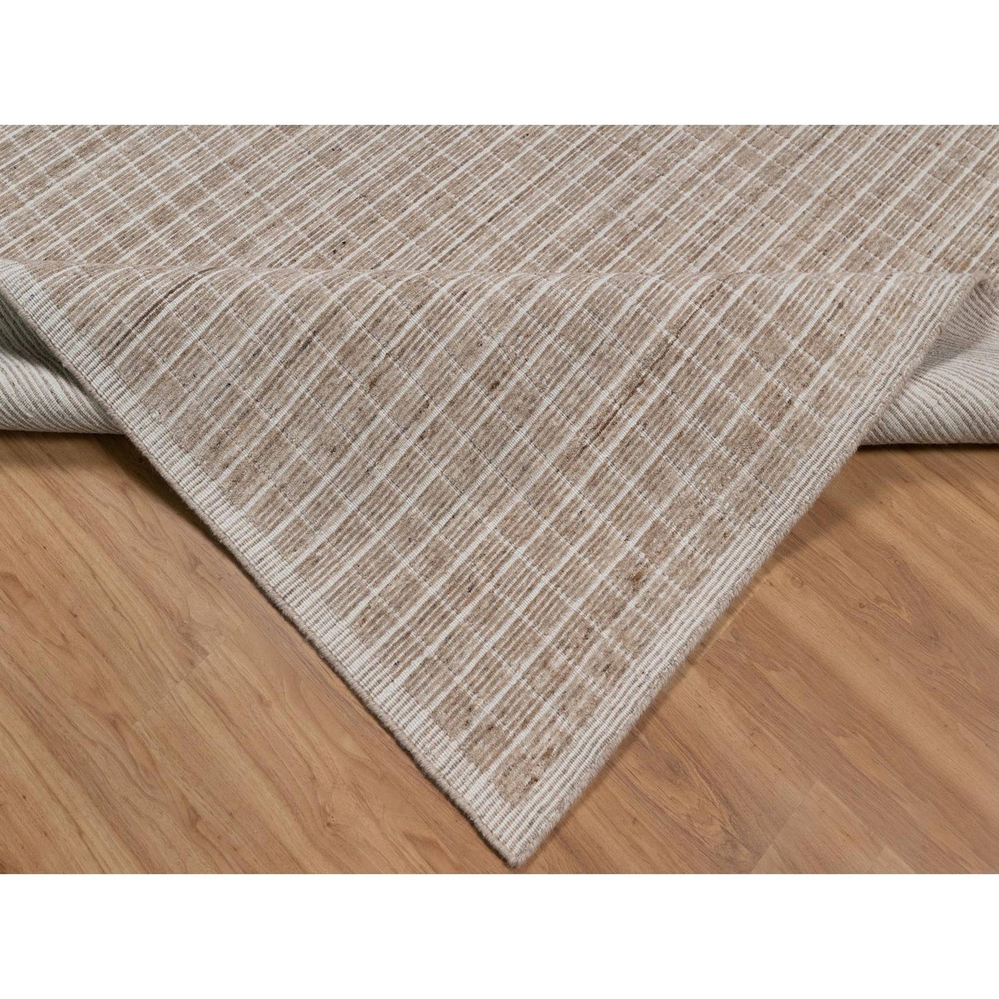 10'2"X14' Sand Brown Modern Plain Decor Box Design Hand Loomed Wool Rug