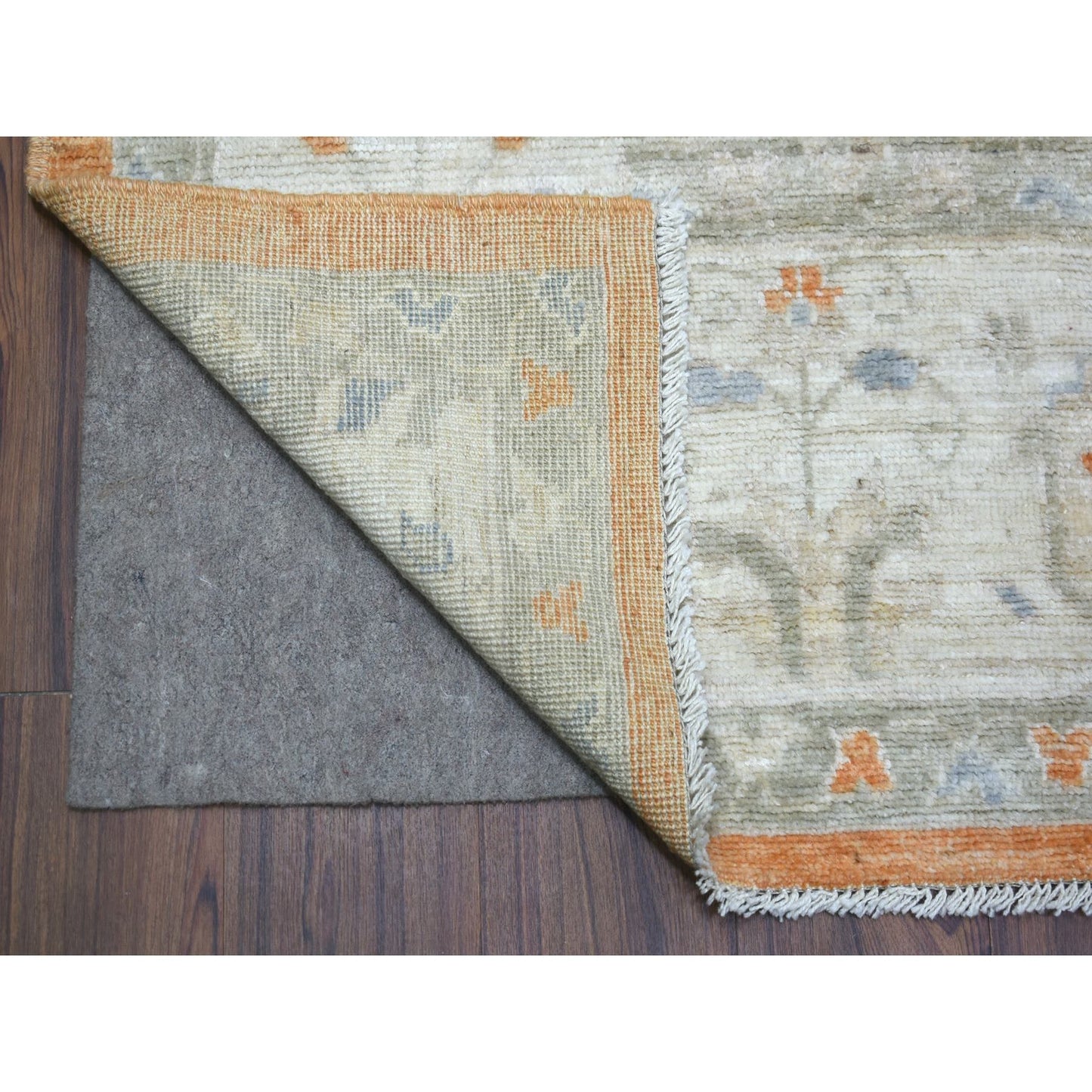 7'10"X10'2" Orange Natural Wool Afghan Angora Oushak Hand Knotted Rug