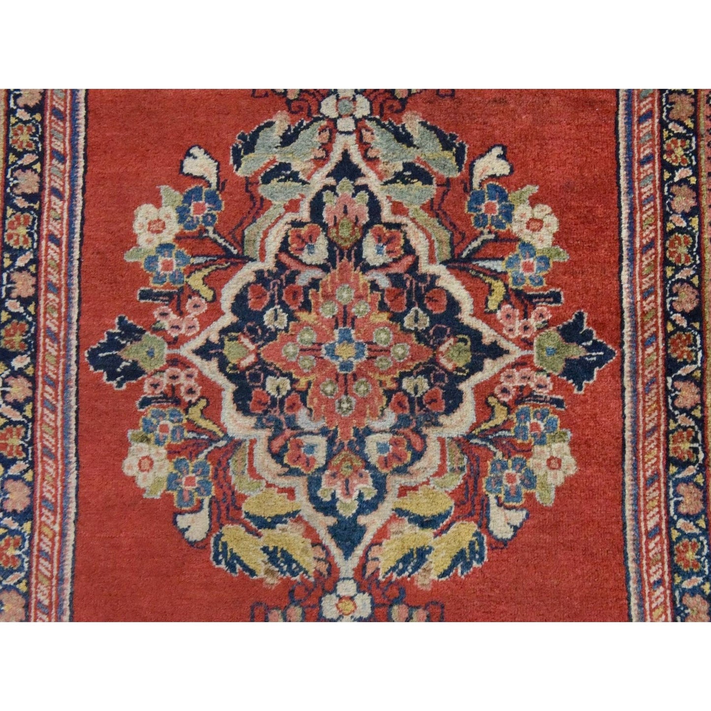 3'7"X15' Red Vintage Zoroastrian Saroogh Wool Hand Knotted Runner Rug
