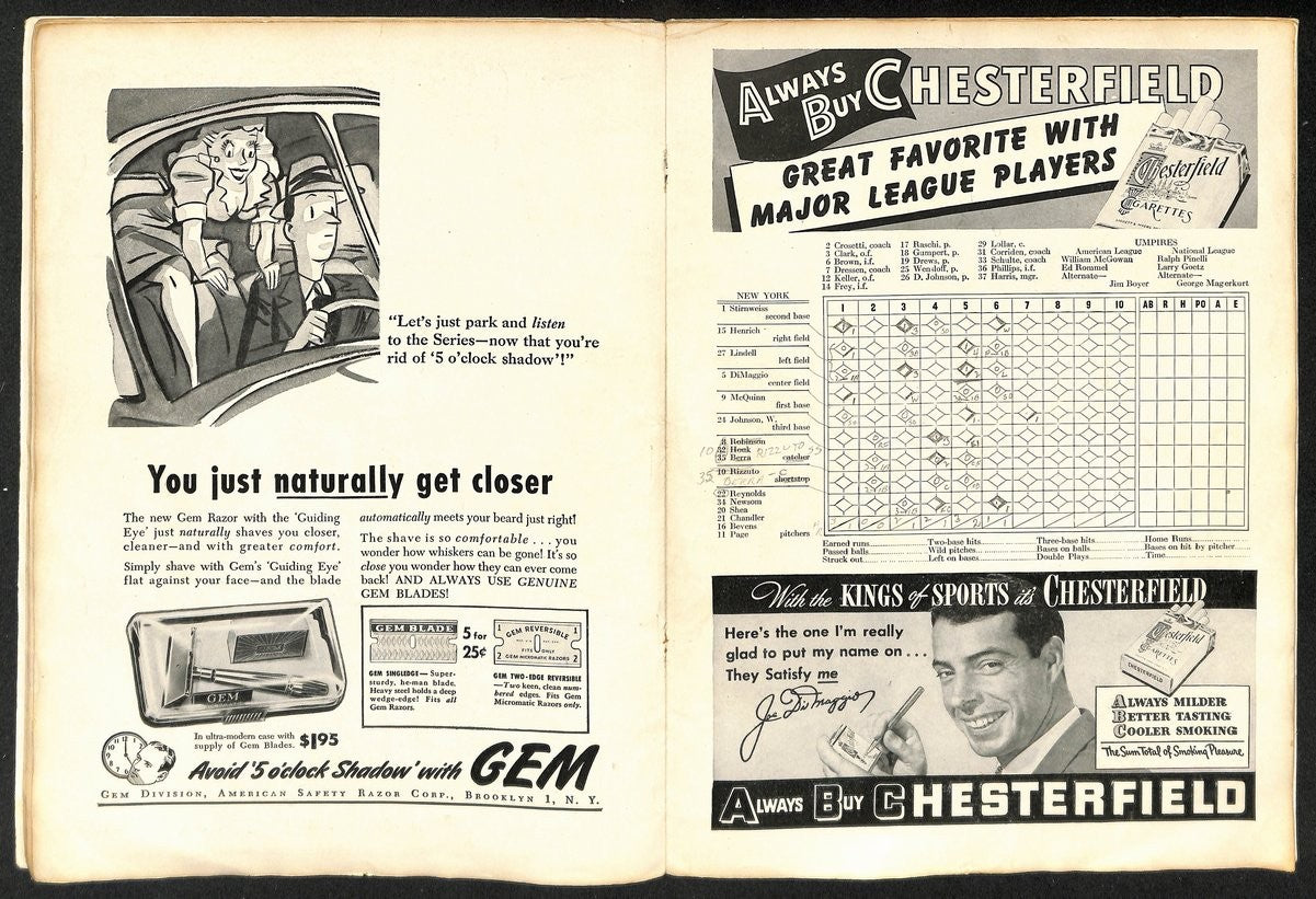 1947 World Series Program Brooklyn Dodgers Vs.