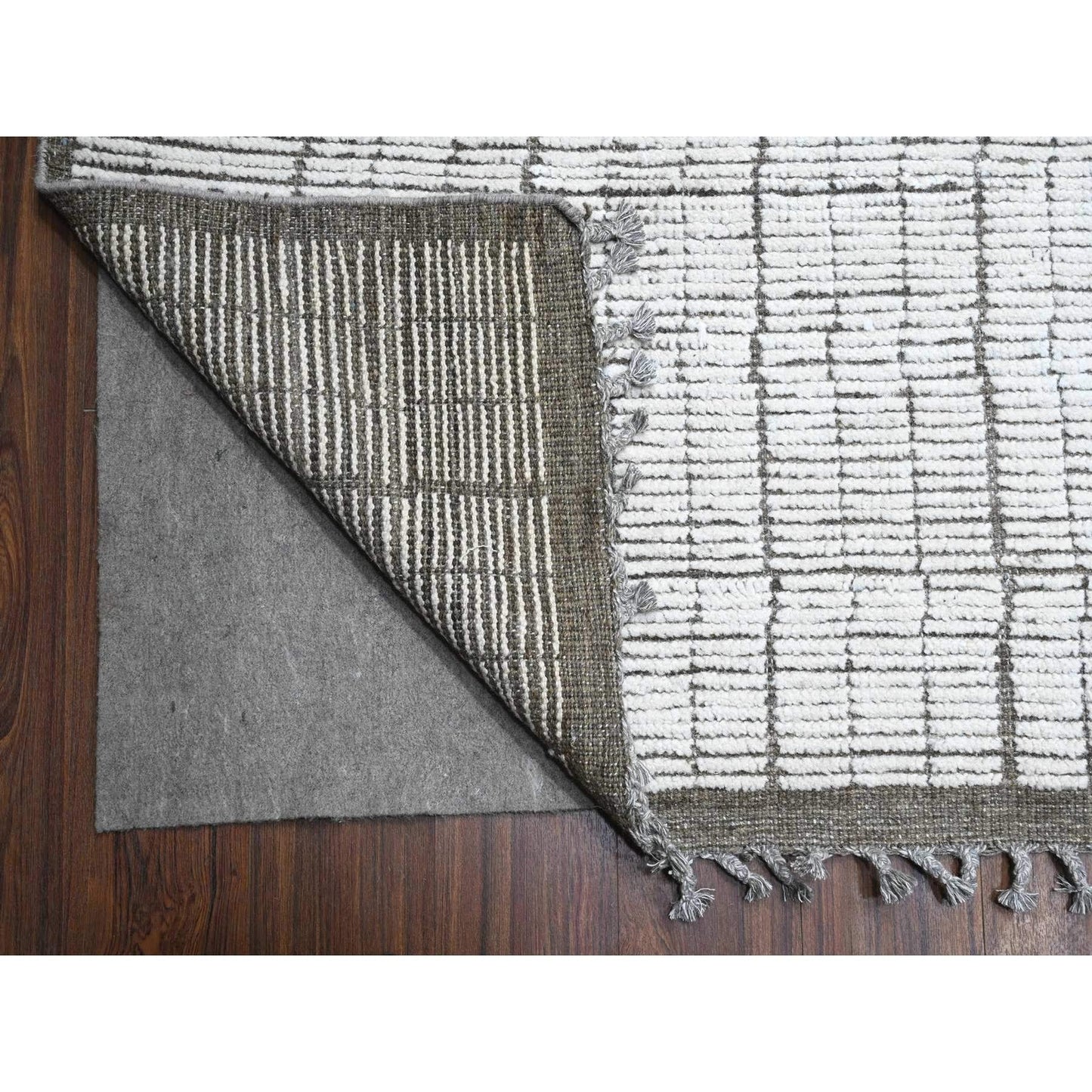 12'2"X15'9" Ivory Hand Knotted Moroccan Weave Wool Oversized Oriental Rug