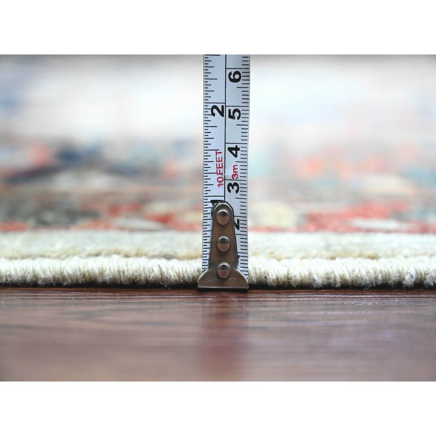 8'2"X10' Brown With Blue Hand Knotted Aryana Seeripe Heris Pure Wool Rug