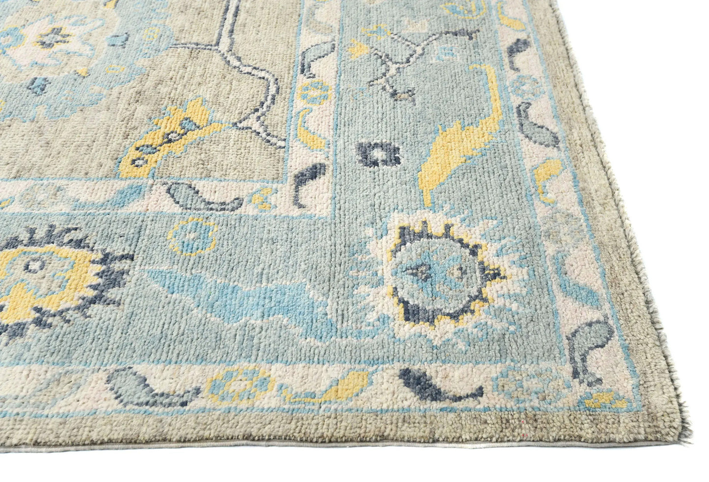 Hand-Knotted Oushak Oriental Rug Muted Brown