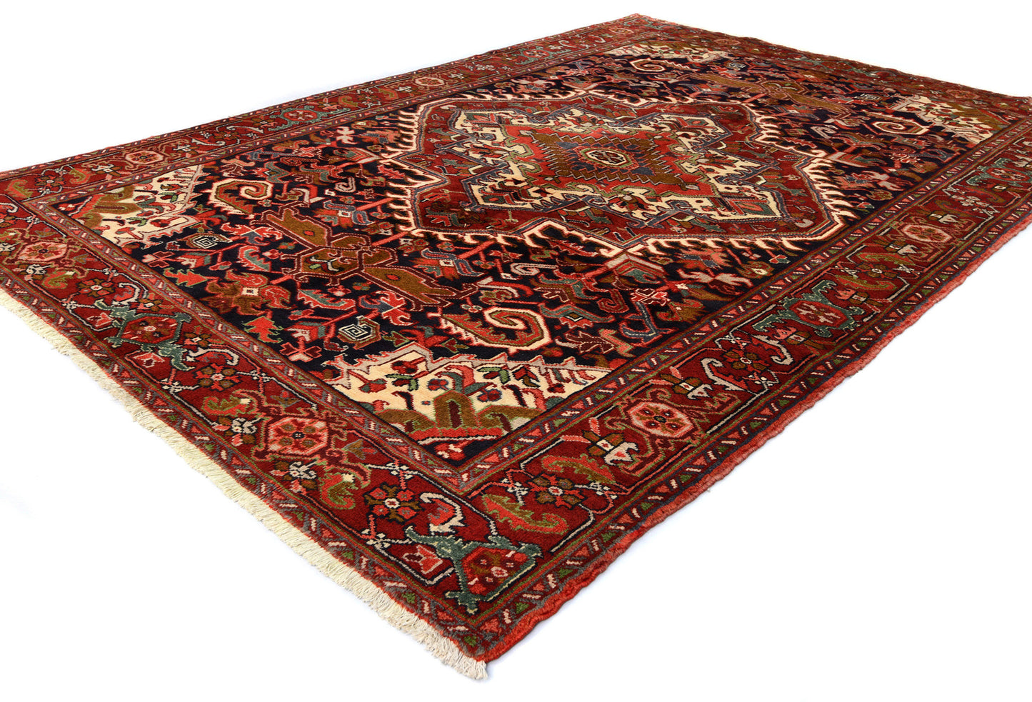 Handmade Vintage Heriz Oriental Rug Classic