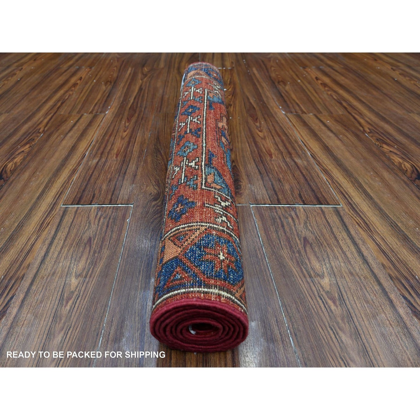2'10"X5'10" Cereza Red Hand Knotted Ersari Elephant Feet Wool Runner Rug