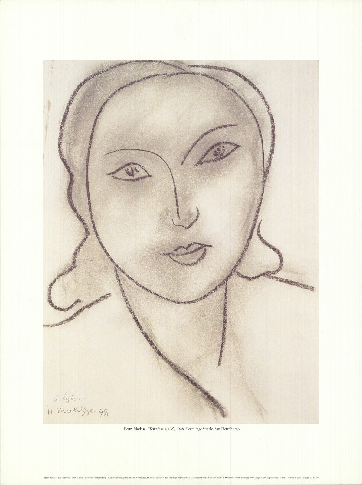 Henri Matisse Testa Femminile " Offset Lithograph Modernism B