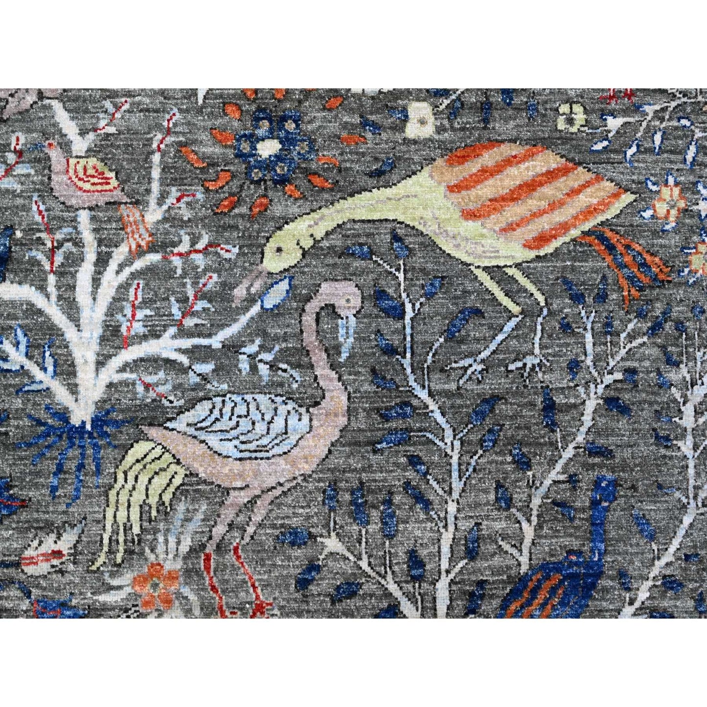 10'X10' Shark Gray Afghan Peshawar Wool Hand Knotted Square Oriental Rug