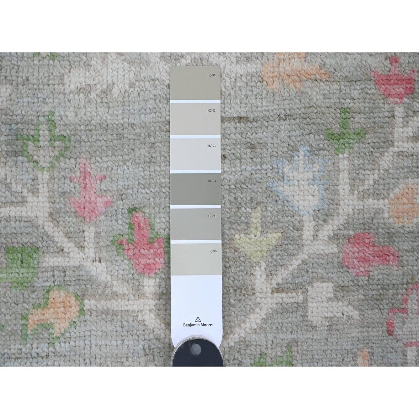 3'2"X9'9" Green Hand Knotted Angora Oushak Tree Design Wool Runner Rug
