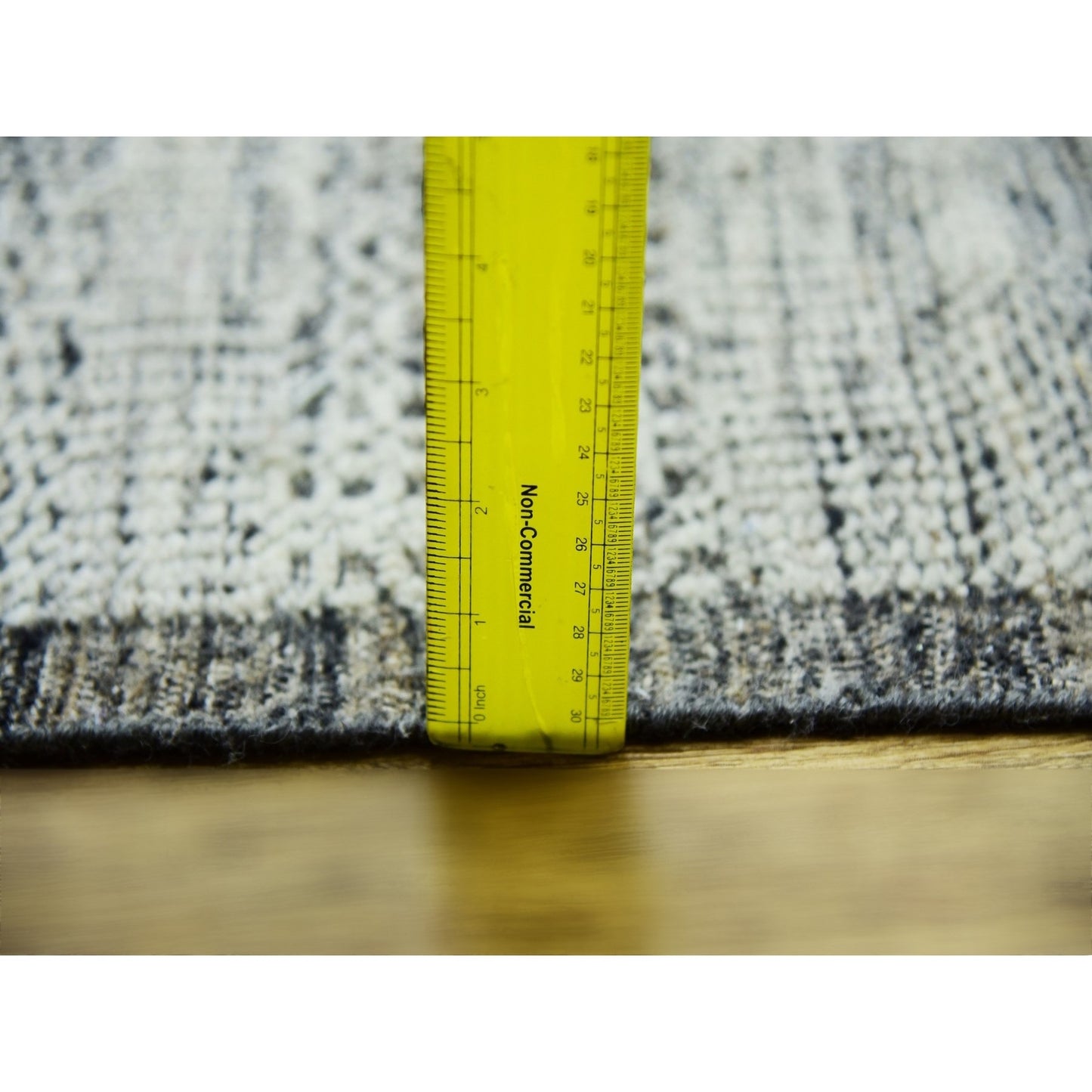 12'2"X15' Gray & Black Hand Knotted Oxidized Grass Design Oversized Rug