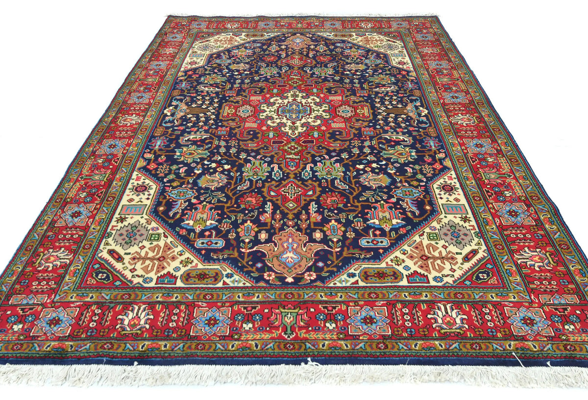 Vintage Handmade Oriental Carpet Rug Classic Floral Medallion Design 6'7X9'6