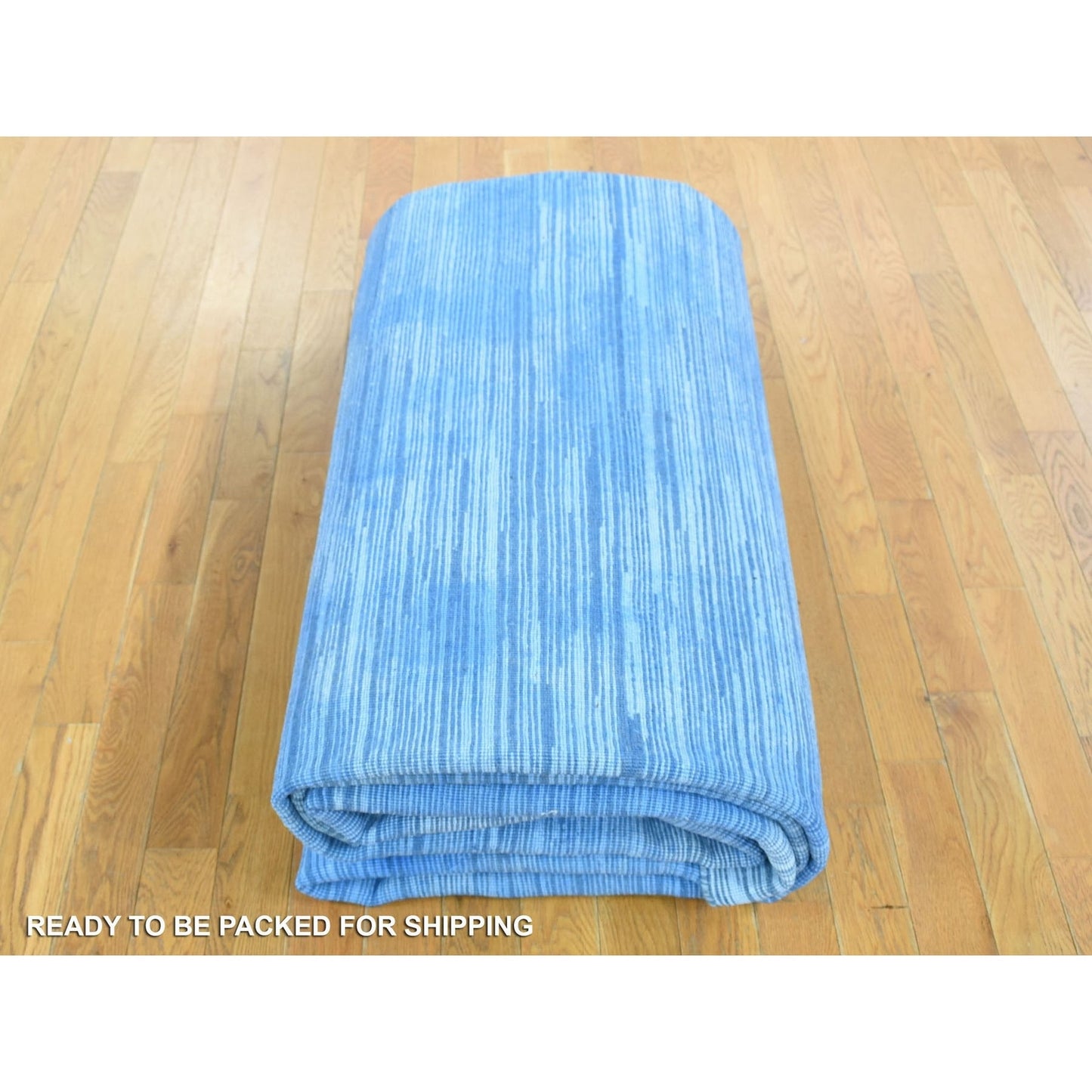 10'X14'1" Blue Wool Hand Knotted Overdyed Contemporary Design Rug