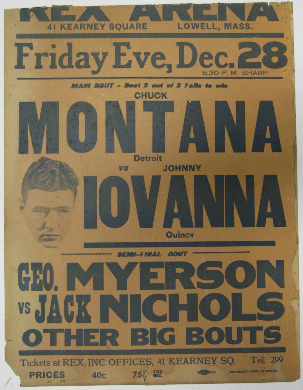 Chuck Montana Vs. Johnny Iovanna 14X22 Wrestling