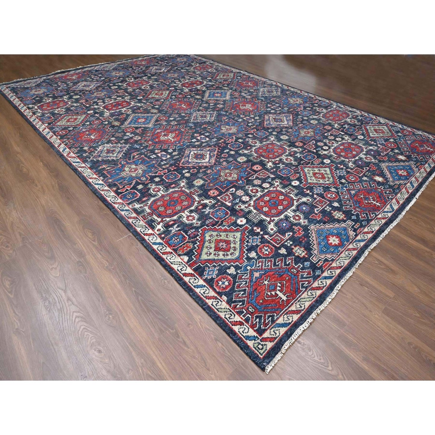 12'X18' Black Supple Organic Wool Hand Knotted Oversize Oriental Rug