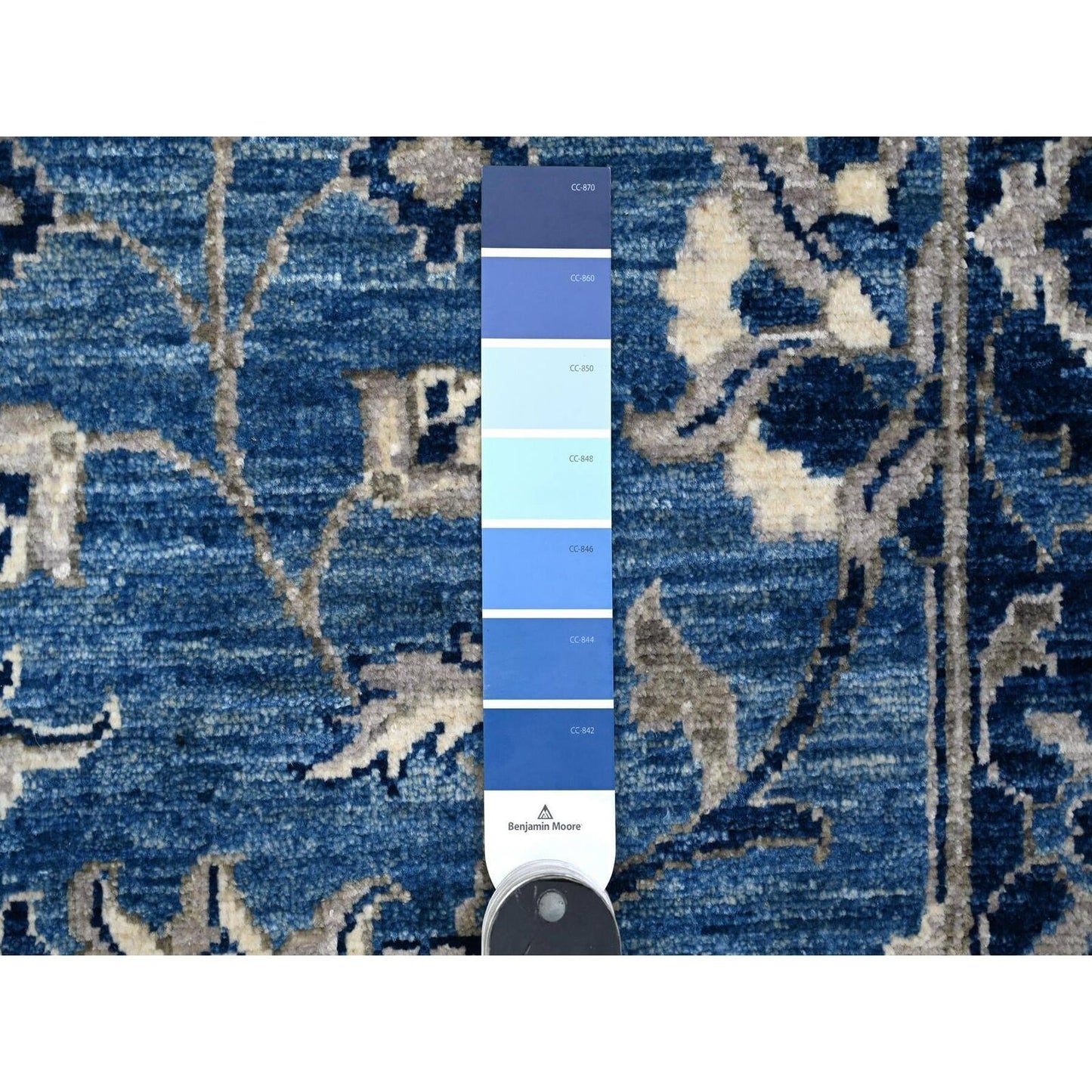 2'10"X8'3" Blue Hand Knotted Pure Wool Mahal Design Runner Oriental Rug