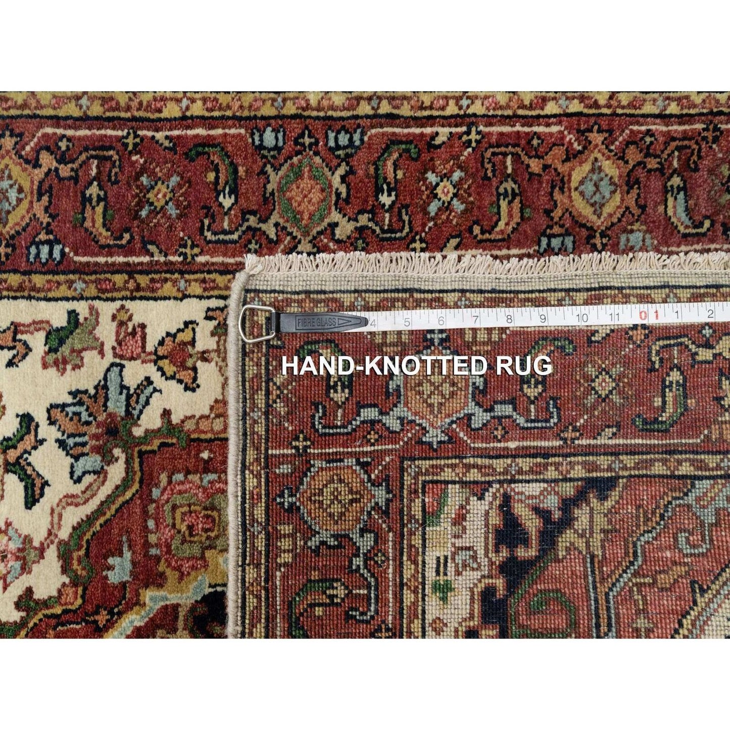 2'7"X25'5" Ivory Hand Knotted Antiqued Heris Re-Creation Wool Runner Rug