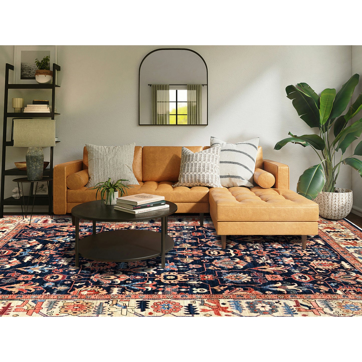 9'2"X11'10" Yale Blue Northwest Zoroastrian Design Wool Hand Knotted Rug