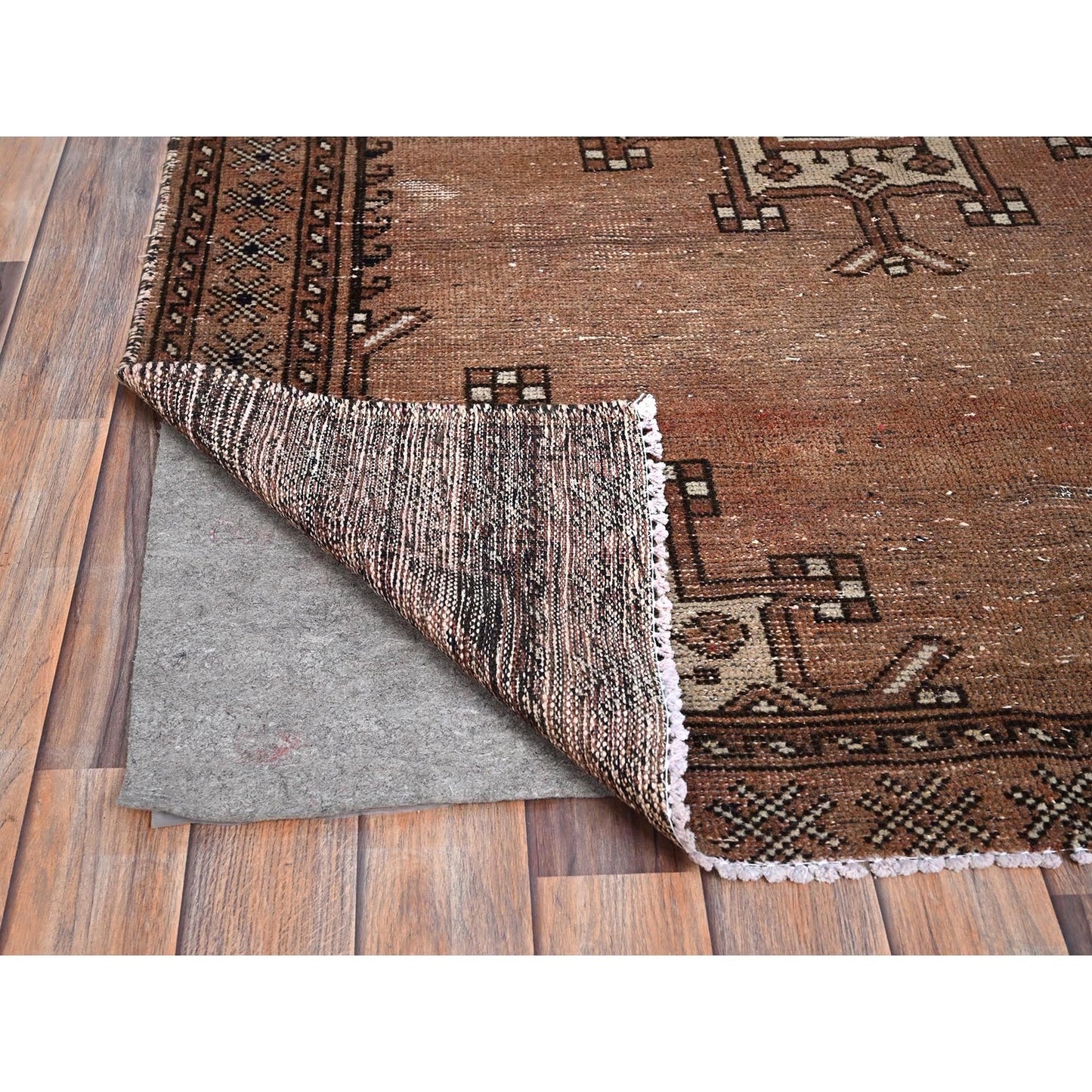 4'2"X6' Friar Brown Distressed Zoroastrian Gabbeh Wool Hand Knotted Rug