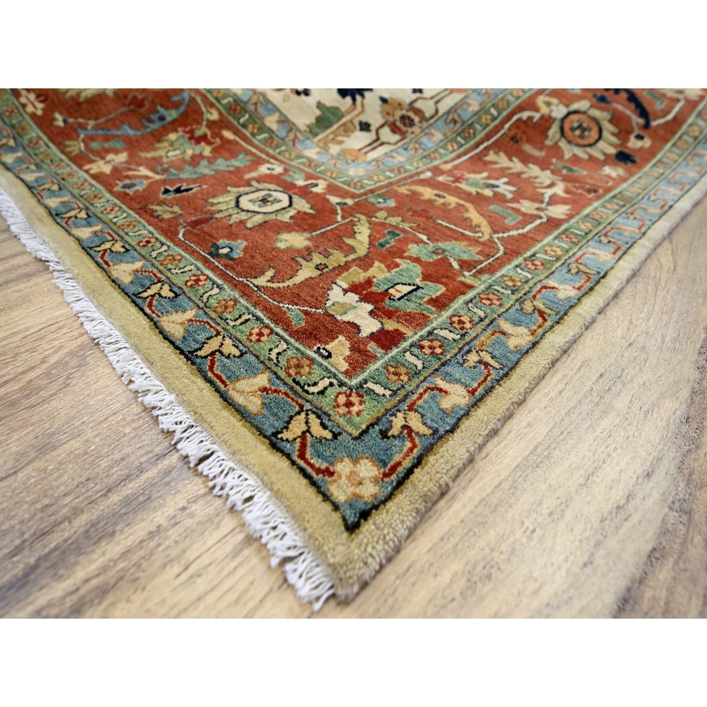 10'X14'3" Chiffon White Heris All Over Design Hand Knotted Soft Wool Rug