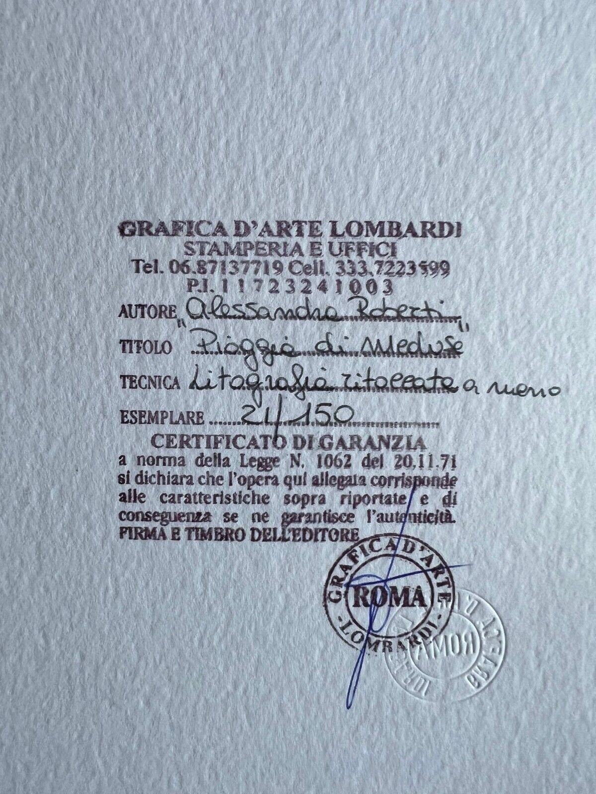Alessandra Roberti Lithograph Technical Mixed