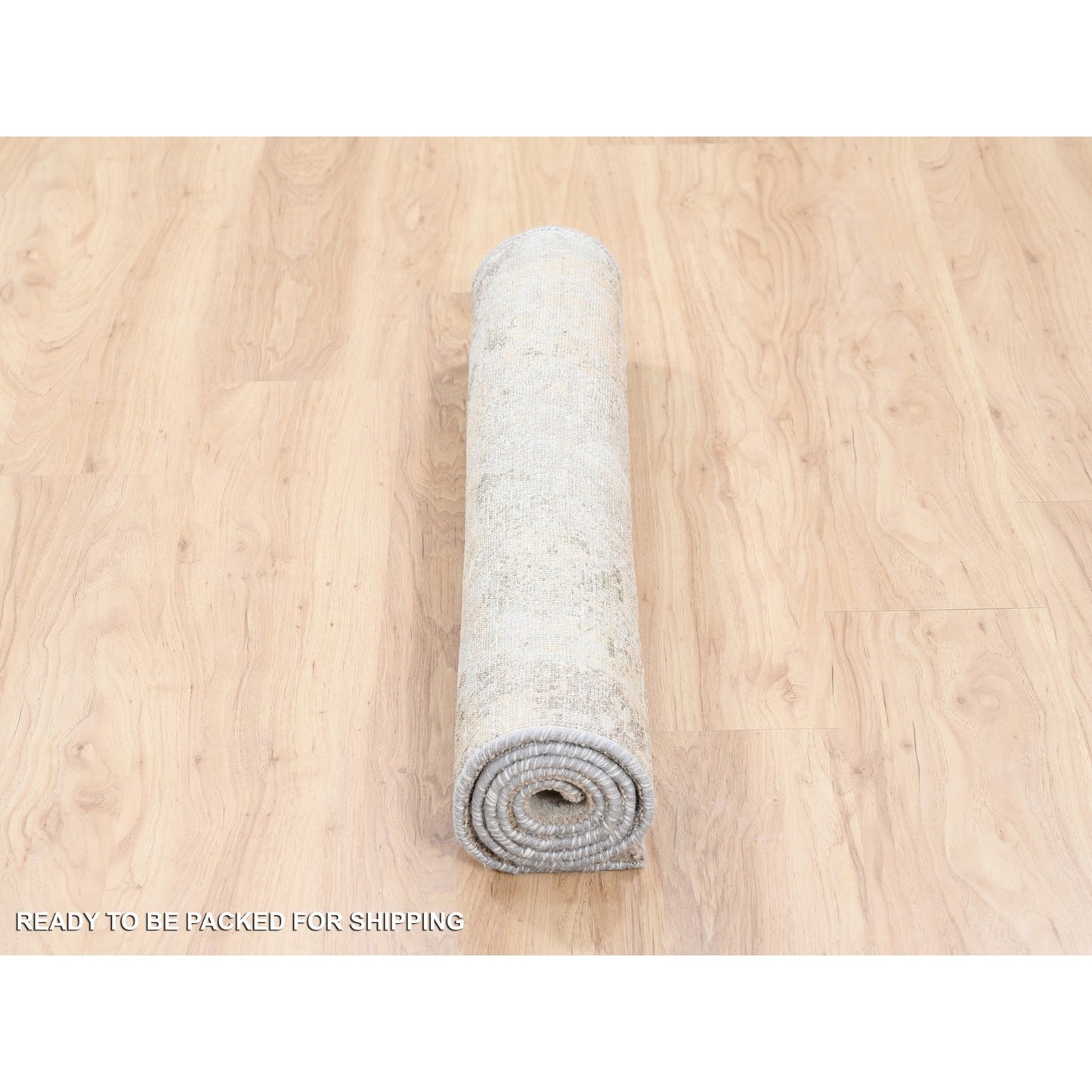 3'X5' Hand Knotted Beige Modern Wool And Silk Oriental Rug