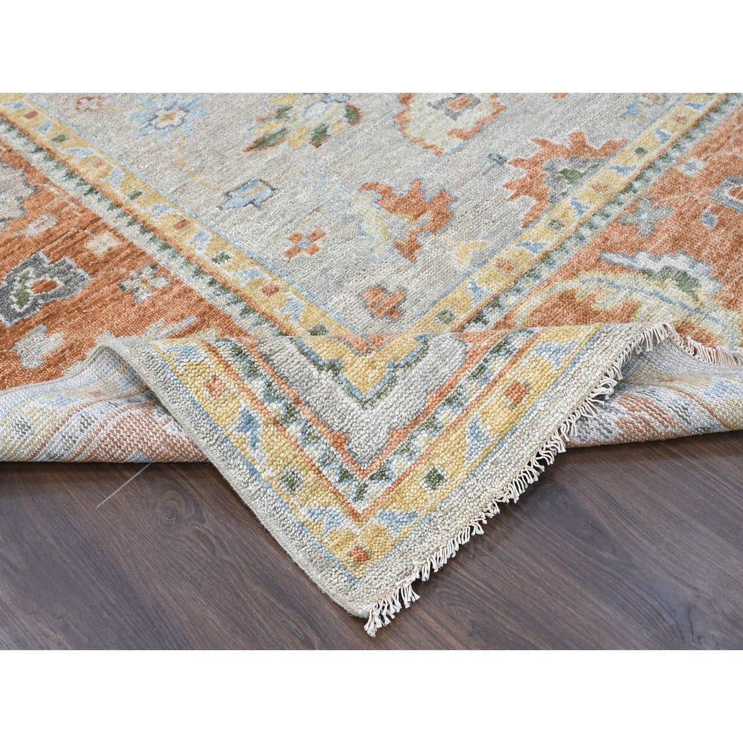 11'10"X14'9" Tan Color Oushak Design Wool Hand Knotted Oversized Rug