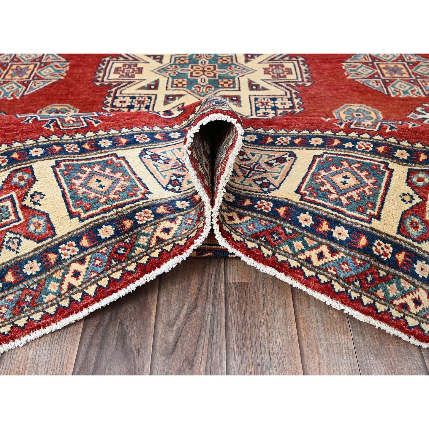 6'X9' Red Afghan Special Kazak Medallions Design 100% Wool Hand Knotted Rug