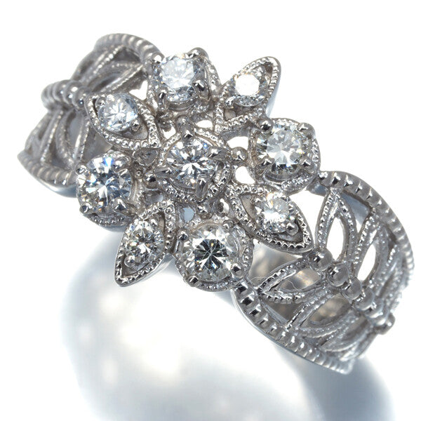 Diamond 0.54Ct Flower Milgrain Openwork Ring 900