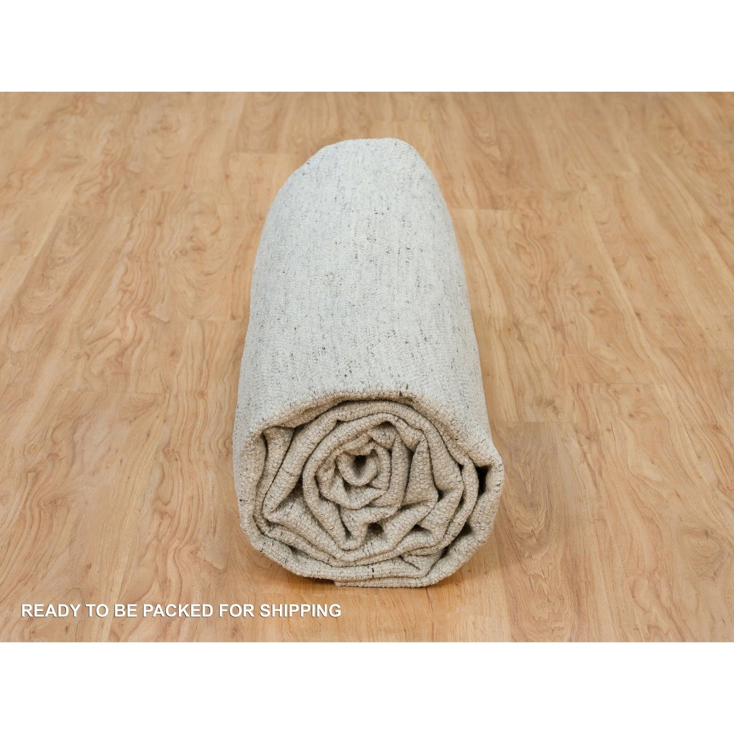 12'X14'10" Platinum Gray Cord Collection Wool Hand Woven Oversized Rug