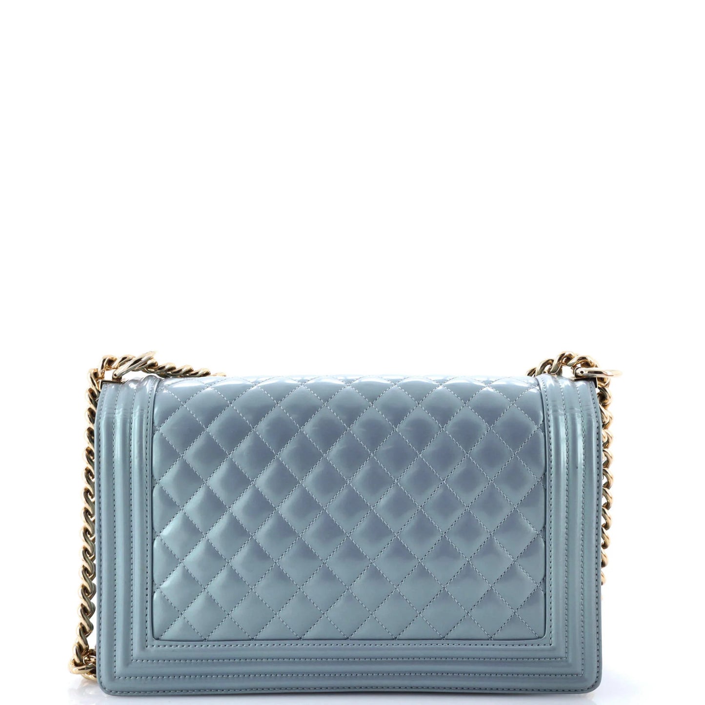 Chanel Boy Flap Bag Quilted Iridescent Patent New Medium