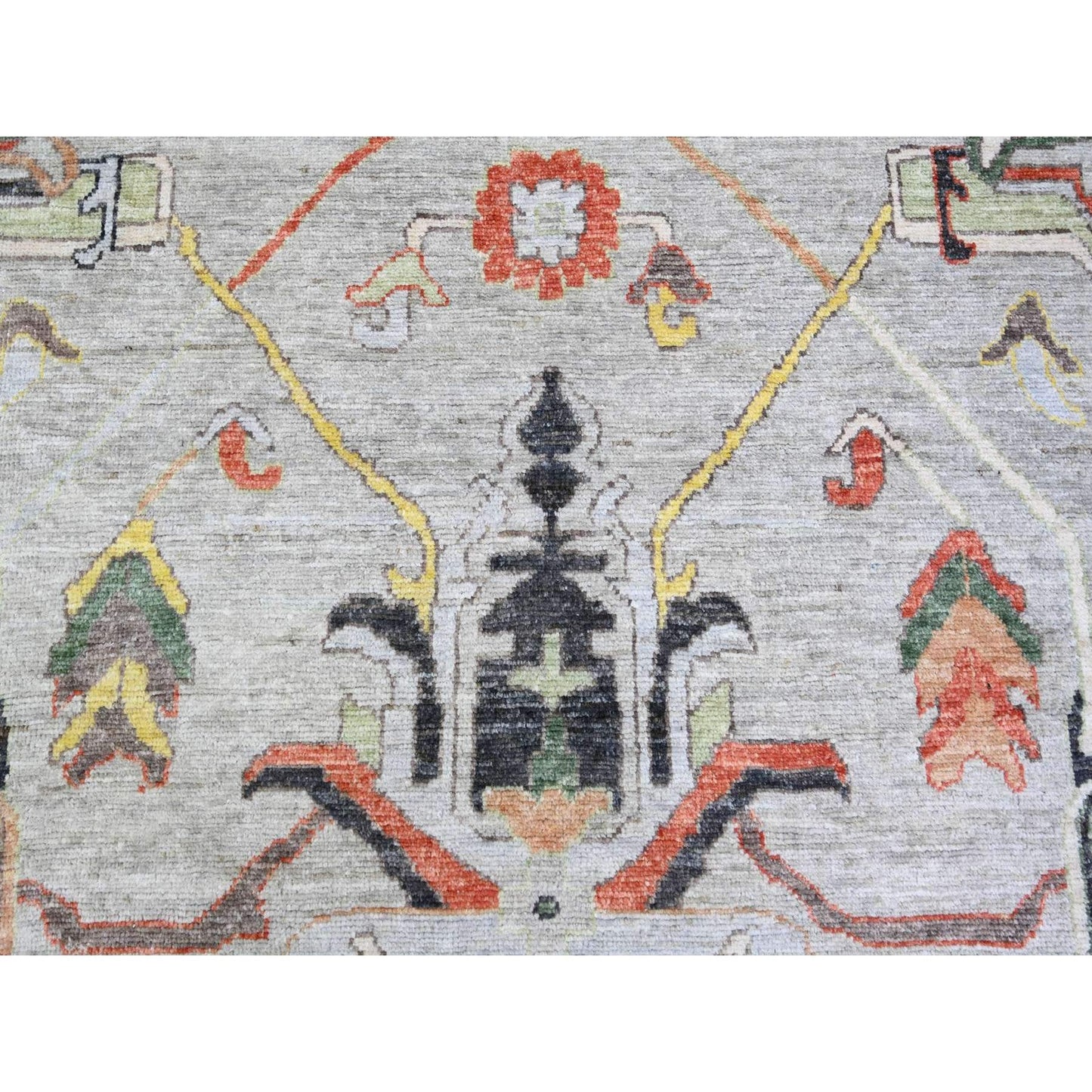 11'9"X11'9" Gray Afghan Angora Oushak Wool Hand Knotted Square Rug