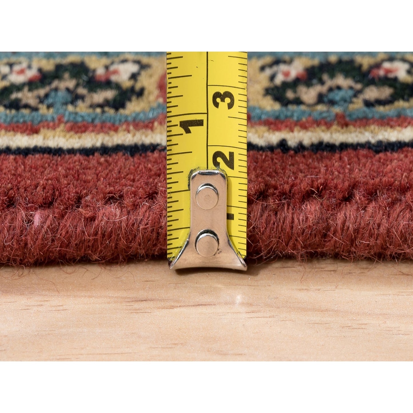 4'X6'3" Wool And Silk Herati Design Hand Knotted 250 Kpsi Red Rug