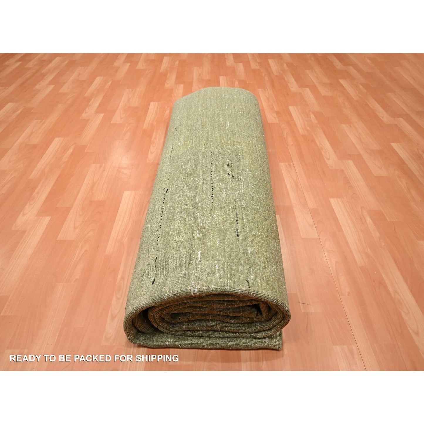 9'10"X14' Green Plain Design Hand Knotted Soft & Pure Silk Oriental Rug
