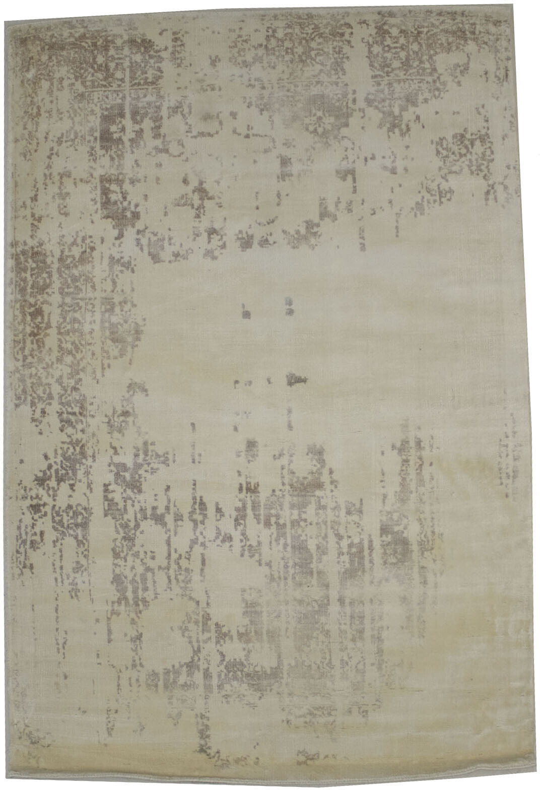 Distressed Cream Floral Design 4X6 Hand-Loomed