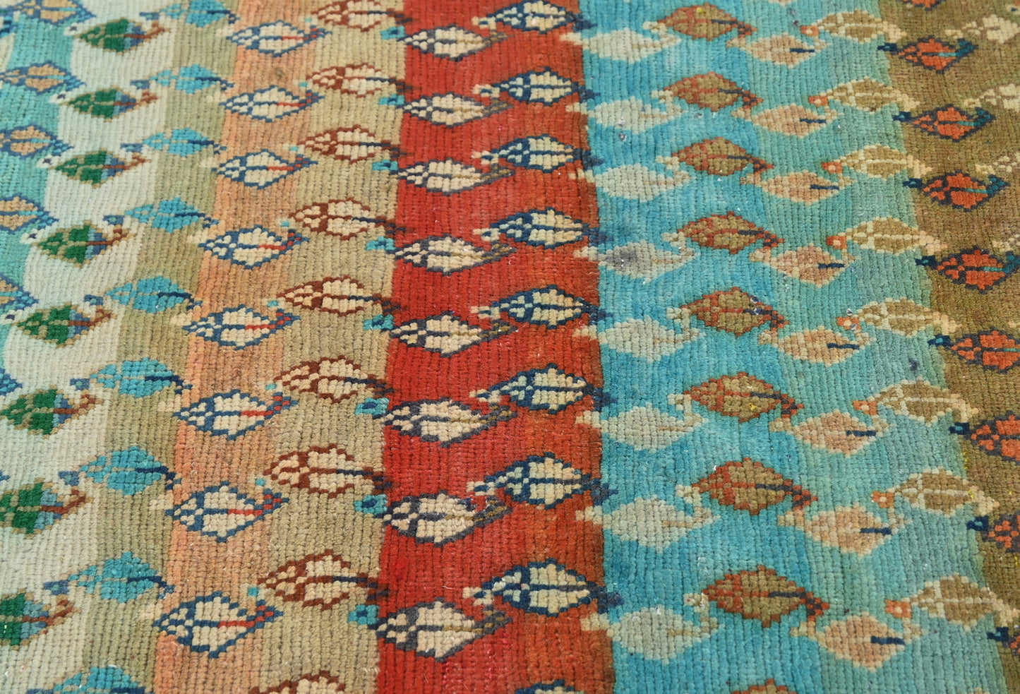Multicolored Semi-Antique Tribal Oriental Runner