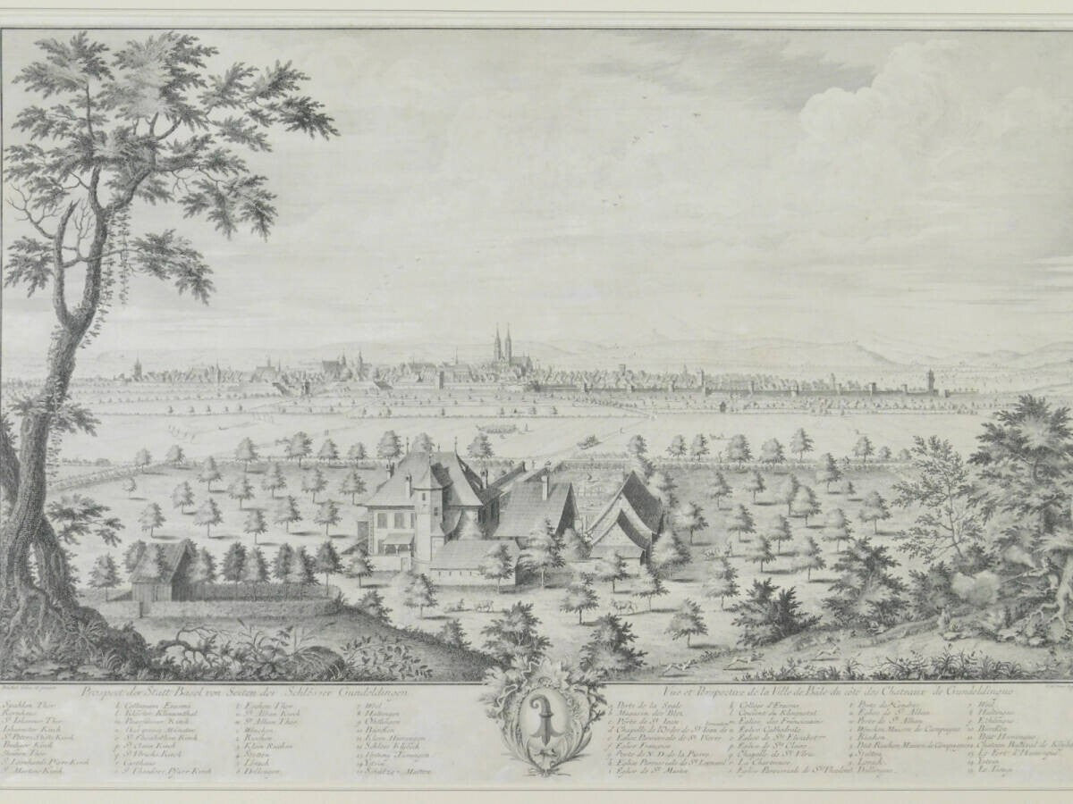 Emanuel Bchel & Johann Martin Weis Etching Print 'View Of Basel', Framed