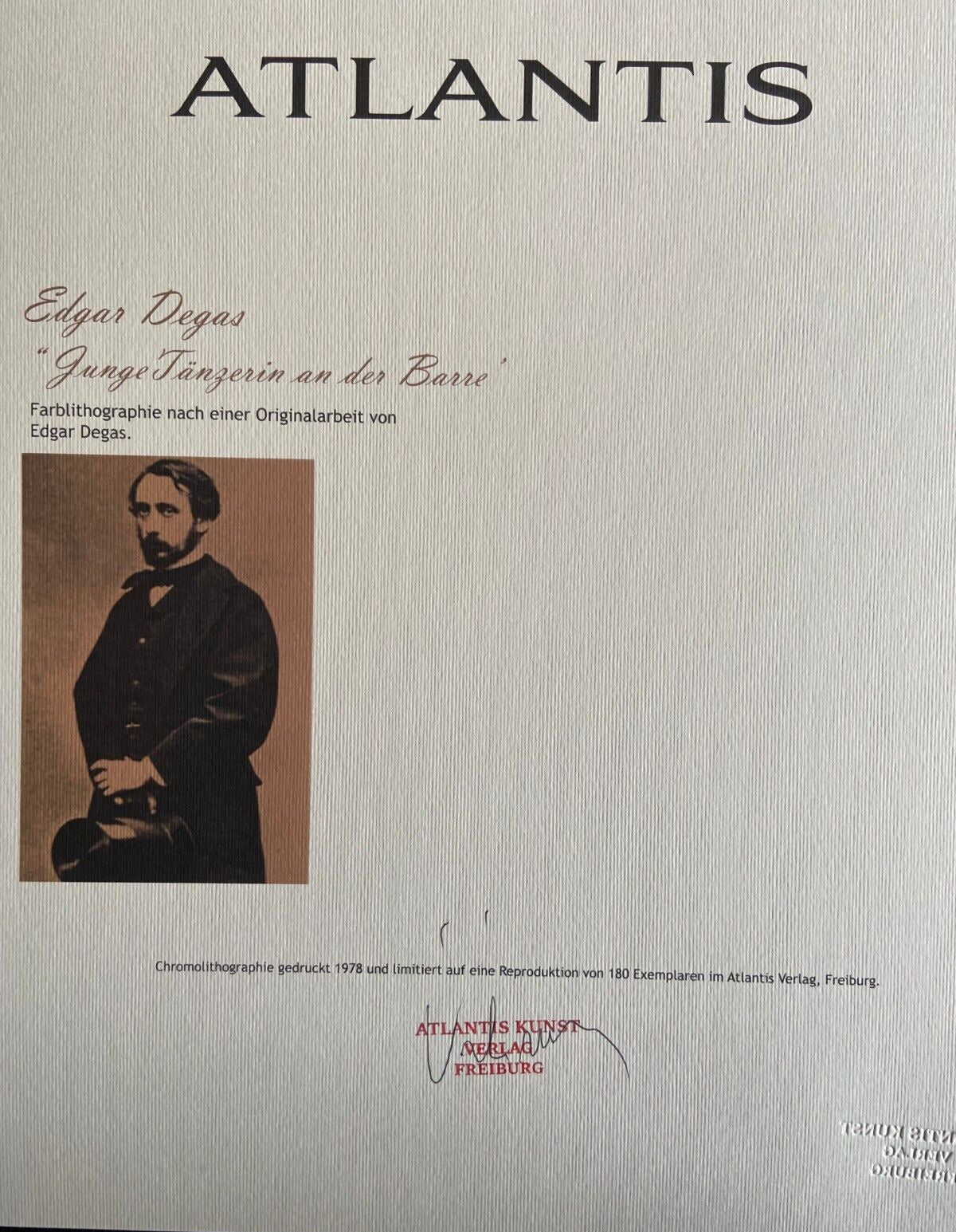 Edgar Degas, Signed Numbered Lithograph Coa