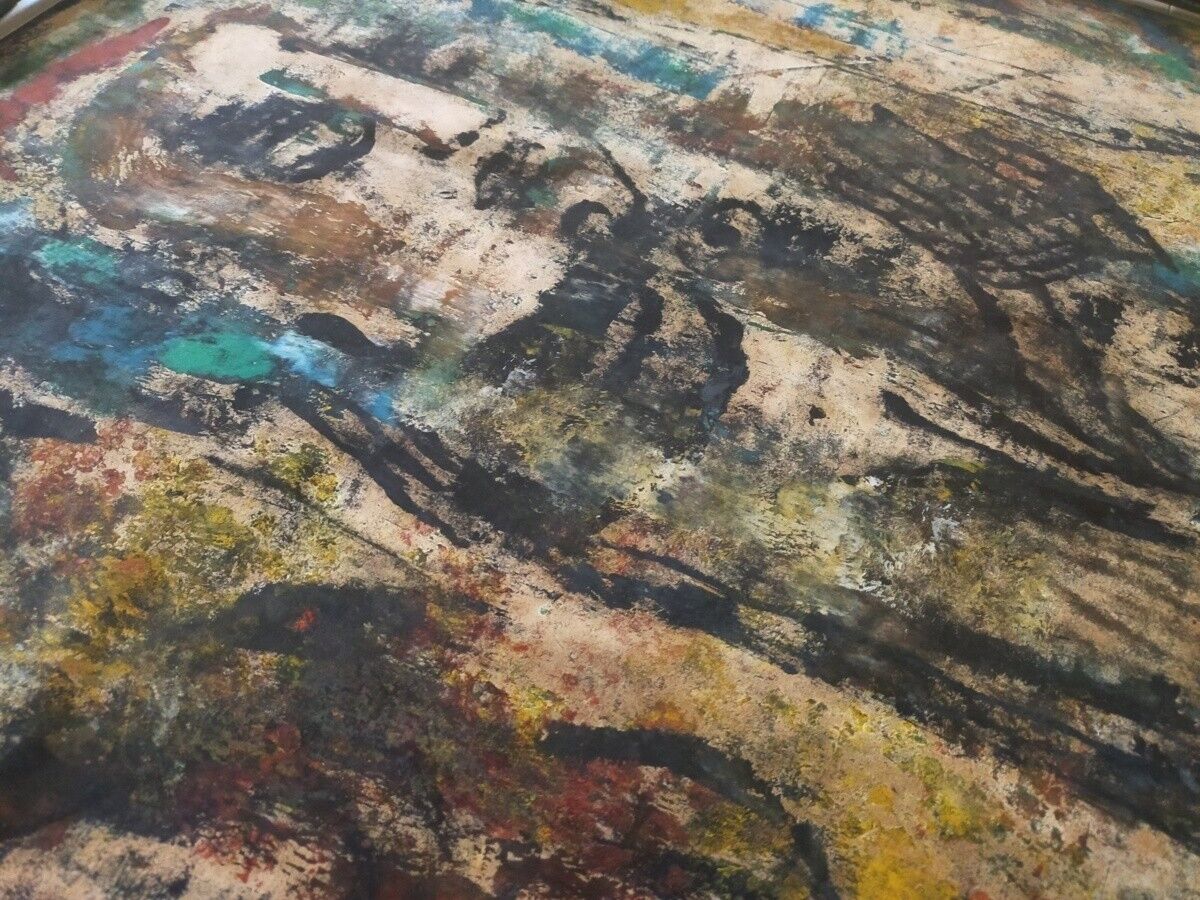 Kong Baiji (China) - Stone Buddha Unique Oil Stick On Paper Original Painting