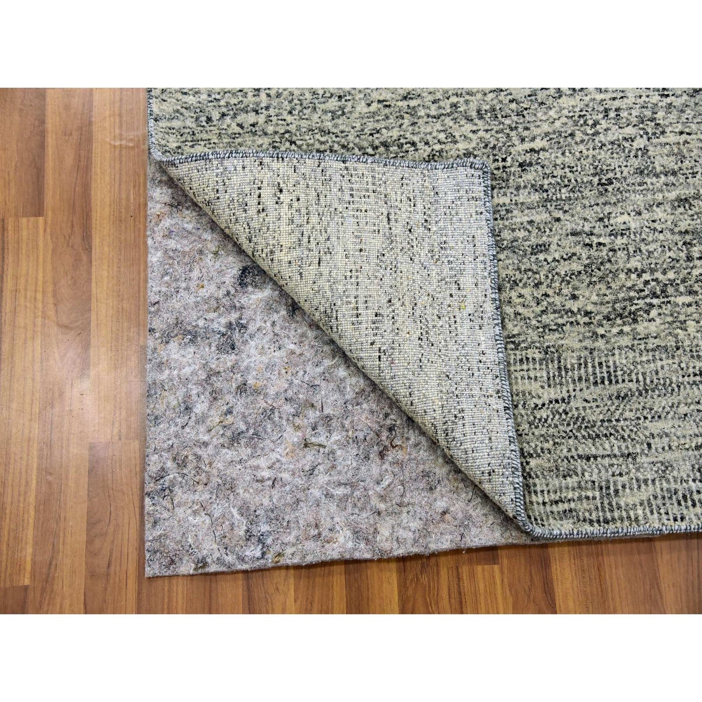 4'X6'2" Rock Ridge Gray Hand Knotted Grass Undyed Pure Wool Oriental Rug