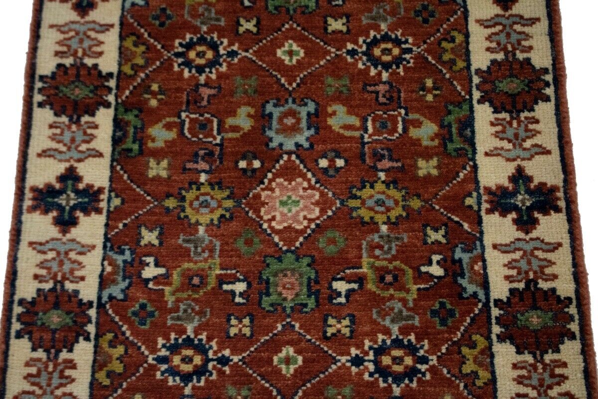 Small Hand-Knotted Floral Area Rug Oriental