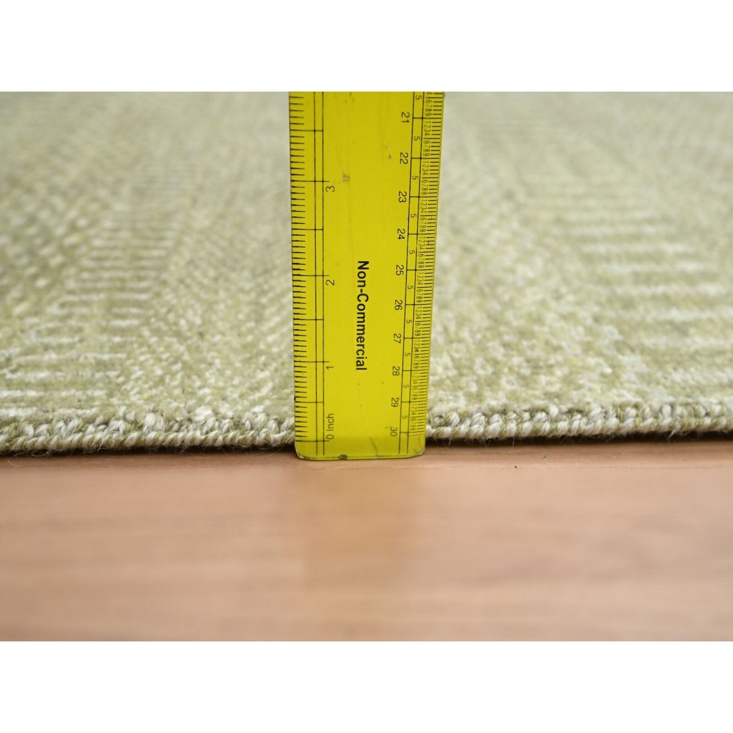 2'5"X13'6" Gray Modern Grass Design Hand Knotted Wool And Silk Runner Rug