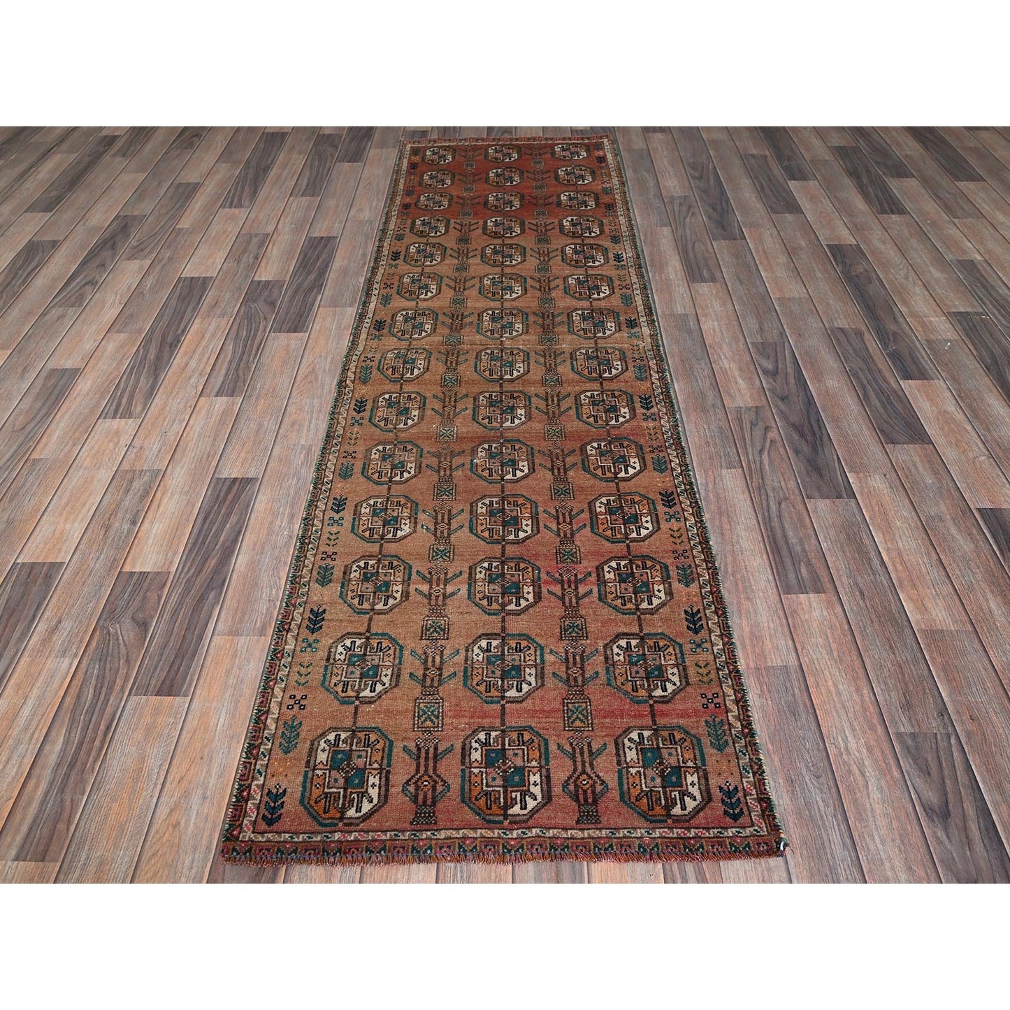 2'4"X7'8" Brown Vintage Zoroastrian Sheeraz Hand Knotted Wool Runner Rug