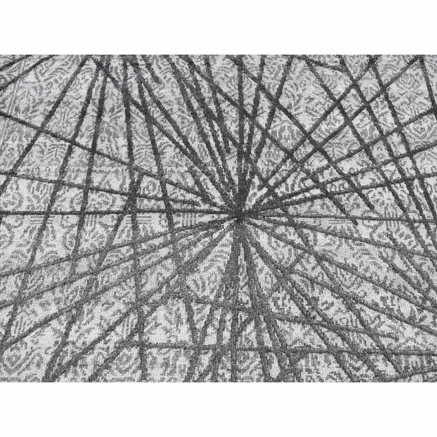 5'6"X7'9" Gainsboro Gray Spider Web Design Wool And Silk Hand Knotted Rug