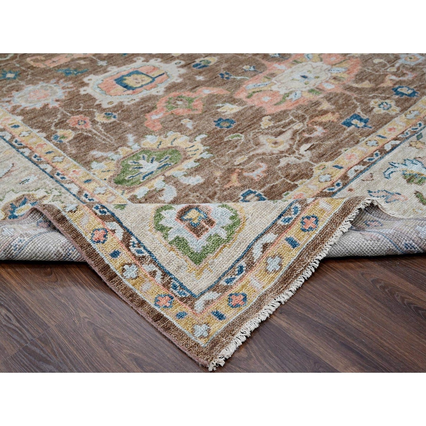 12'X17'9"Brown Oushak Design Hand Knotted Wool Oversize Oriental Rug