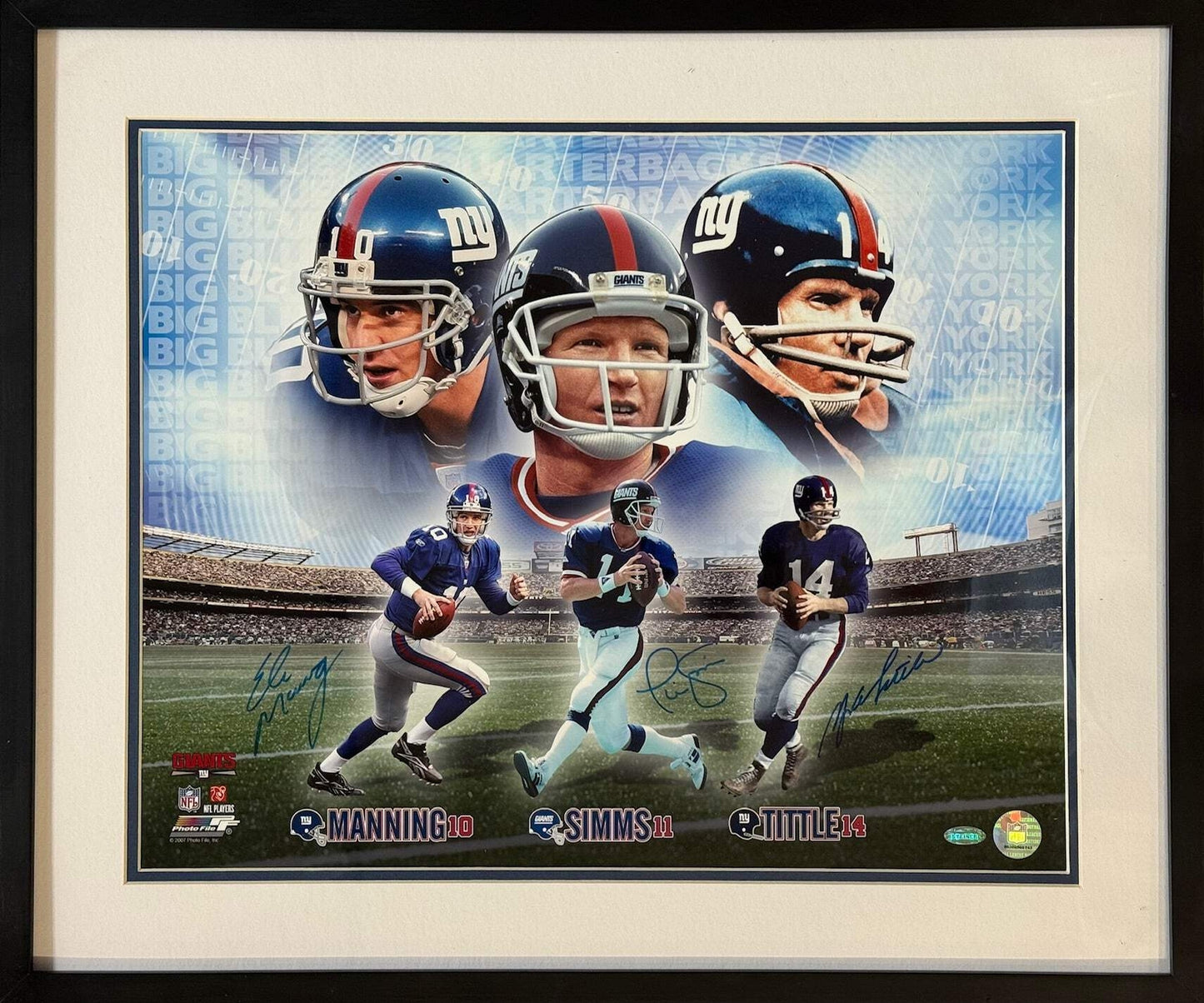 Eli Manning Phil Simms Y.A. Tittle Autographed