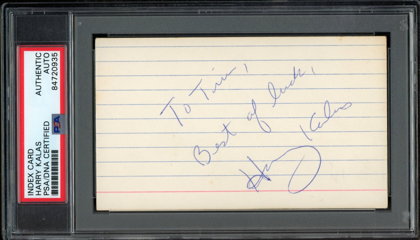 Harry Kalas Hof Autographed Index Card Philadelphia Phillies Psa/Dna