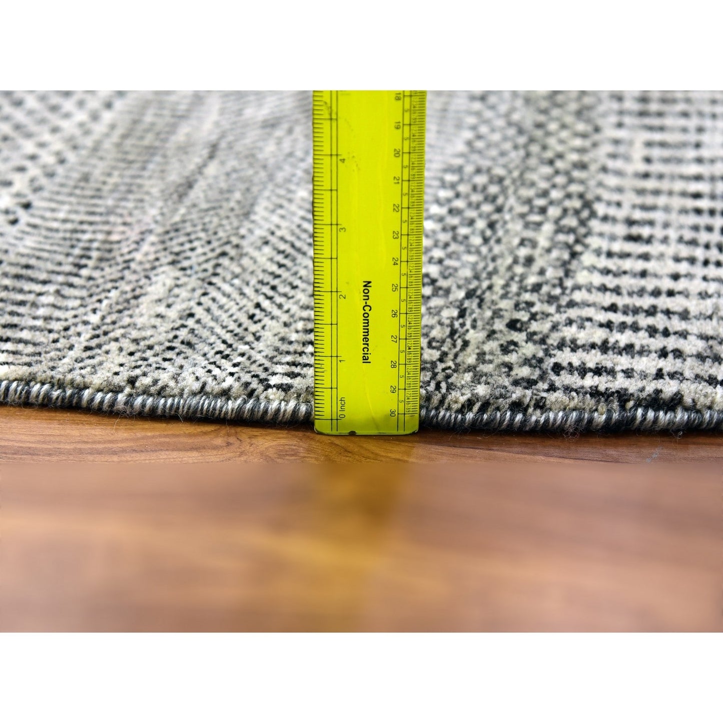 12'X12' Gray Modern Soft Undyed Wool Grass Design Hand Knotted Round Rug
